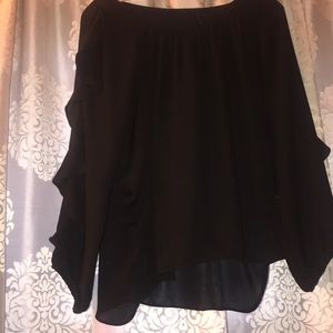 Beautiful black blouse with soft ruffle on sleeves